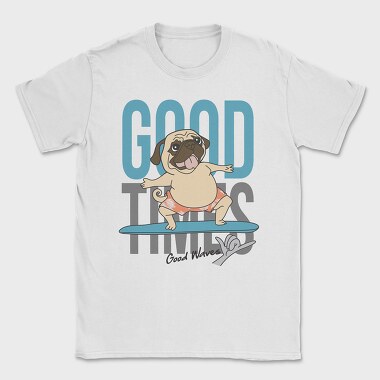 Pug Surfing Good Waves, Tricou Barbati (Unisex)