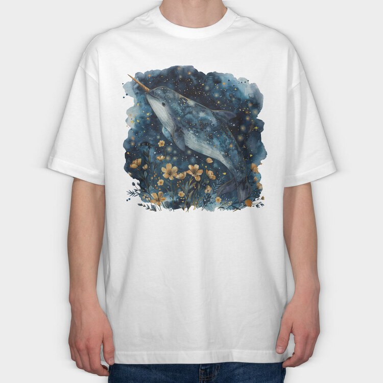 Dolphin Starry Night, Tricou Oversize Barbati (Unisex)