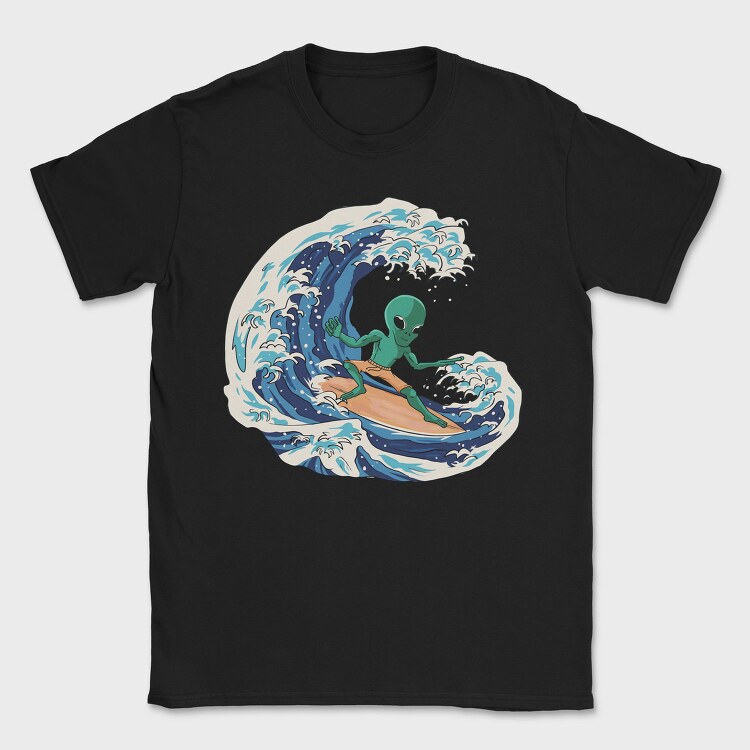 Surfing Alien, Tricou Barbati (Unisex)