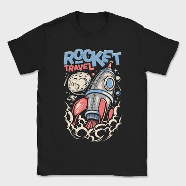 Rocket Travel Blastoff, Tricou Barbati (Unisex)