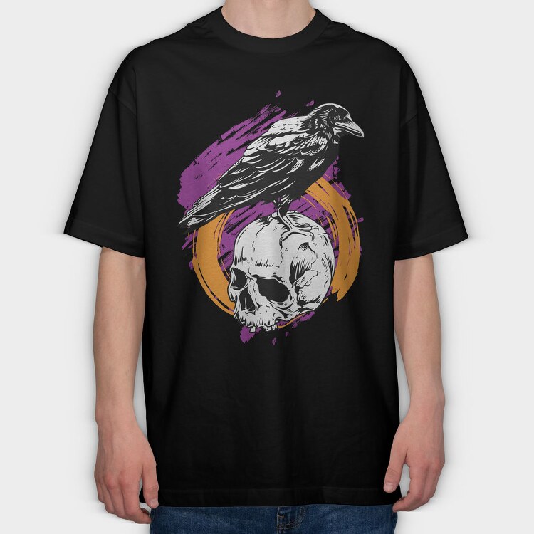 Raven Skull Strike 1, Tricou Oversize Barbati (Unisex)