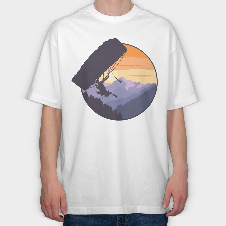 Paragliding Sunset, Tricou Oversize Barbati (Unisex)
