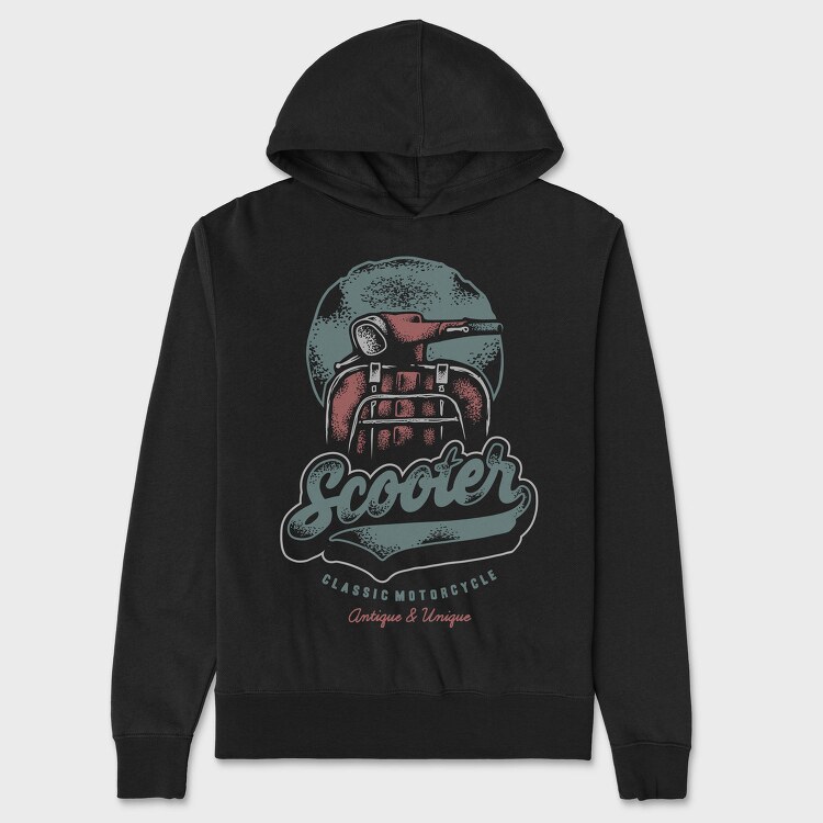 Scooter Classic Motorcycle, Hanorac Oversize Barbati (Unisex)
