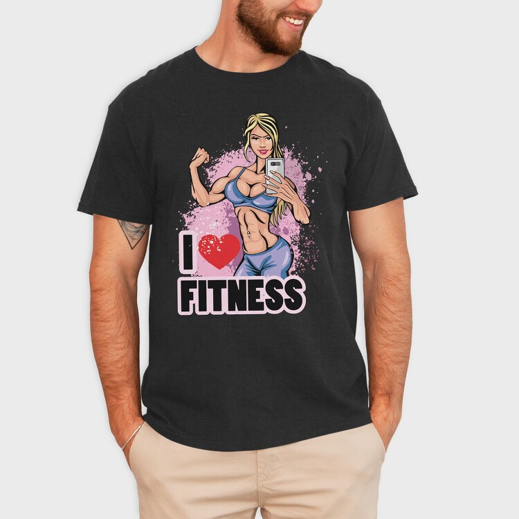 I Love Fitness Selfie, Tricou Barbati (Unisex)