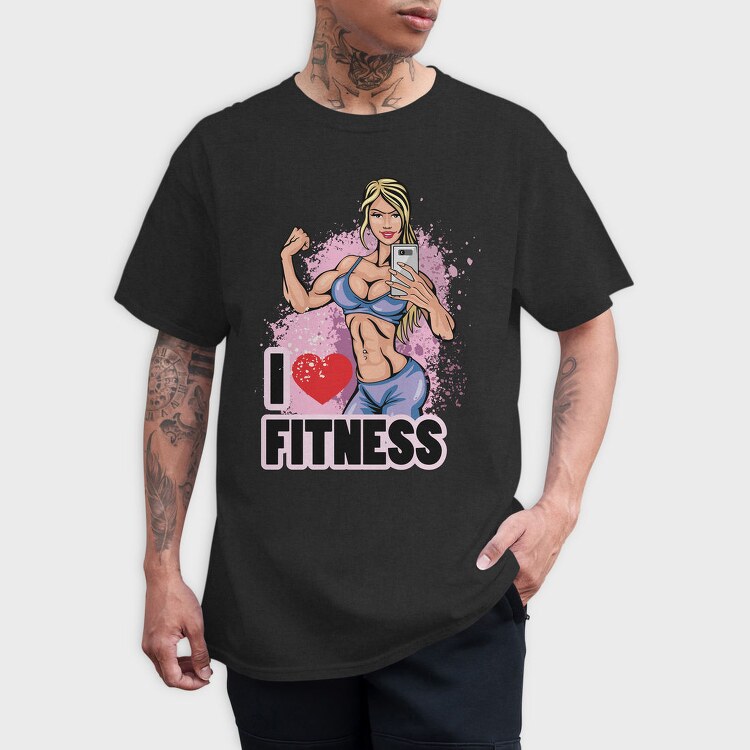 I Love Fitness Selfie, Tricou Barbati (Unisex)
