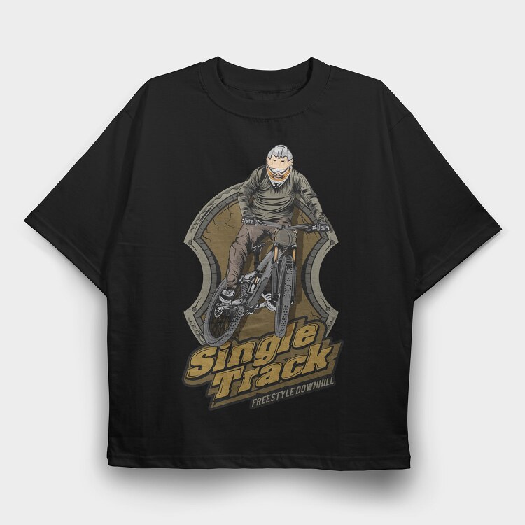 Single Track Freestyle, Tricou Oversize Barbati (Unisex)