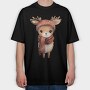 Deer Scarf Ear Flaps, Tricou Oversize Barbati (Unisex)