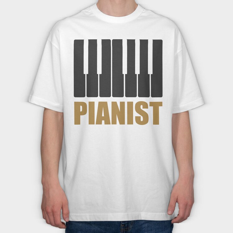 Piano Keys Gold, Tricou Oversize Barbati (Unisex)