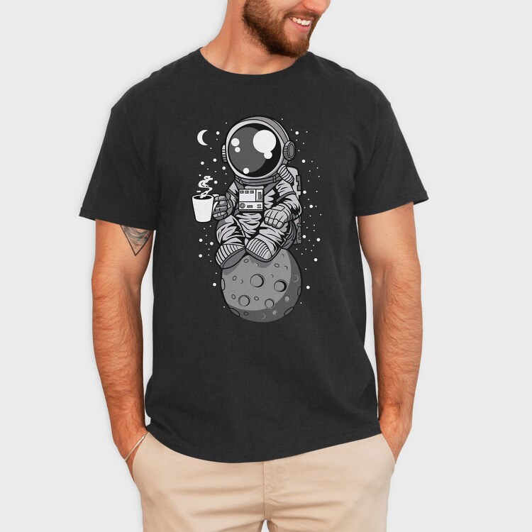 Space Coffee Astronaut, Tricou Barbati (Unisex)