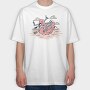 Skeleton Flamingo Floatie, Tricou Oversize Barbati (Unisex)