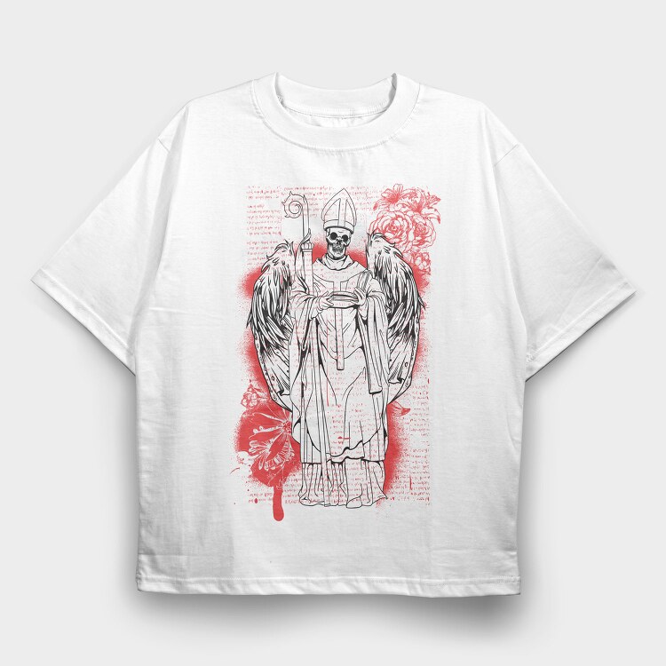 Skeleton Priest Angel, Tricou Oversize Barbati (Unisex)