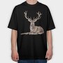 Deer Sitting Calm, Tricou Oversize Barbati (Unisex)