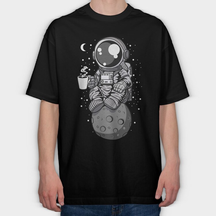 Space Coffee Astronaut, Tricou Oversize Barbati (Unisex)