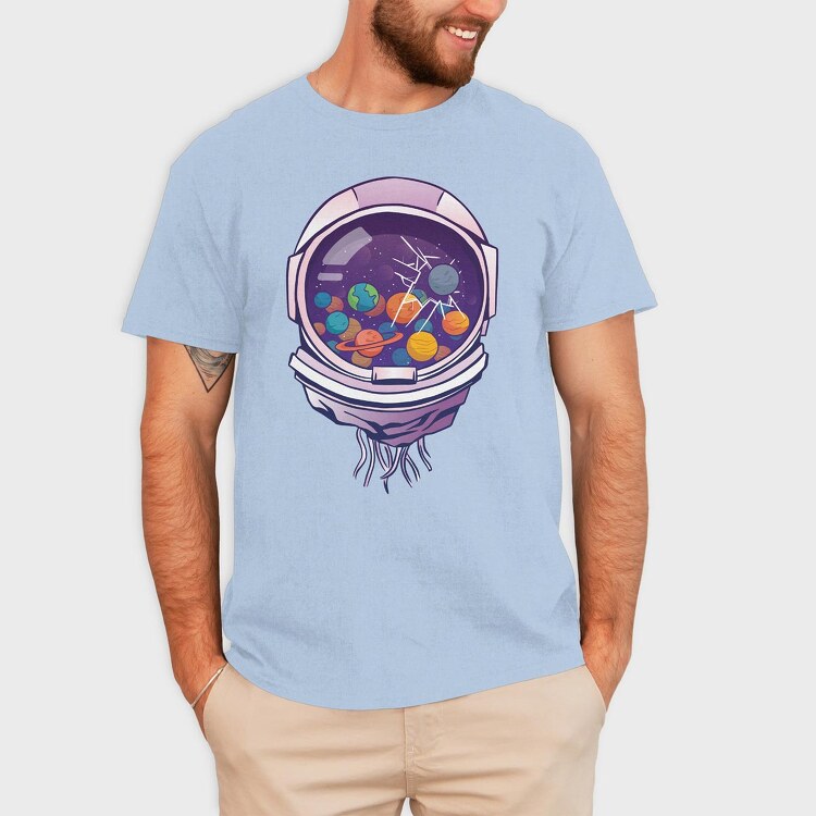 Astronaut Helmet And Planets, Tricou Barbati (Unisex)