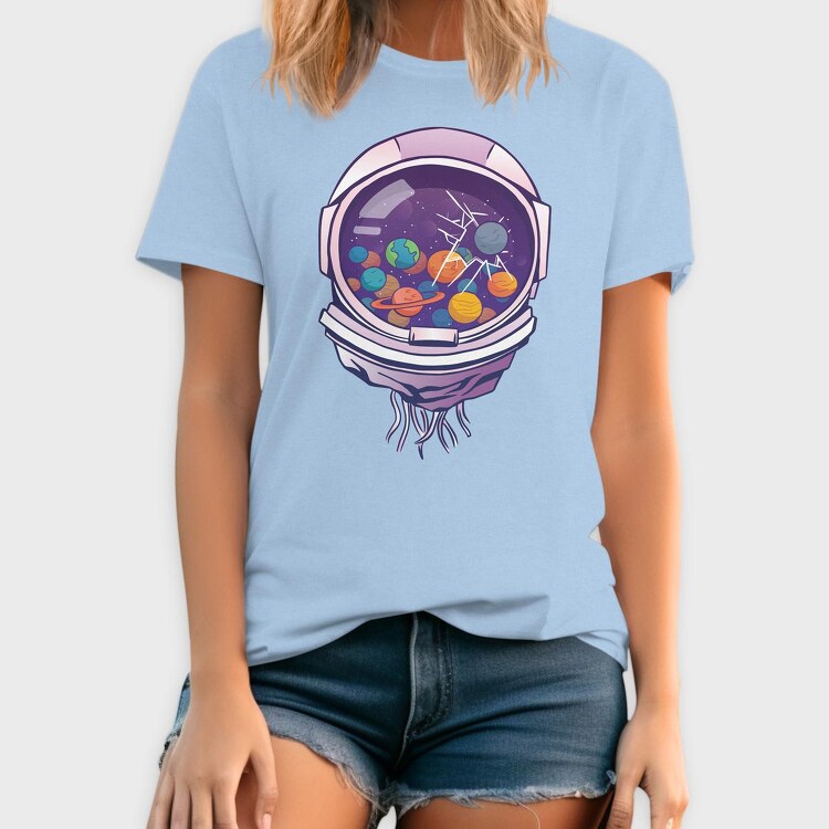Astronaut Helmet And Planets, Tricou Barbati (Unisex)