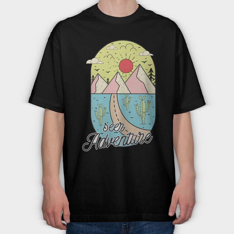 Desert Mountain Adventure, Tricou Oversize Barbati (Unisex)