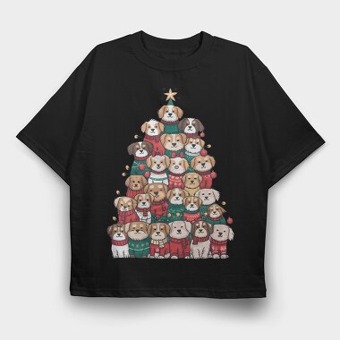 Doodle Dog Tree, Tricou Oversize Barbati (Unisex)