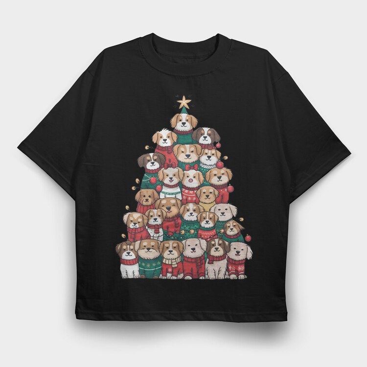 Doodle Dog Tree, Tricou Oversize Barbati (Unisex)