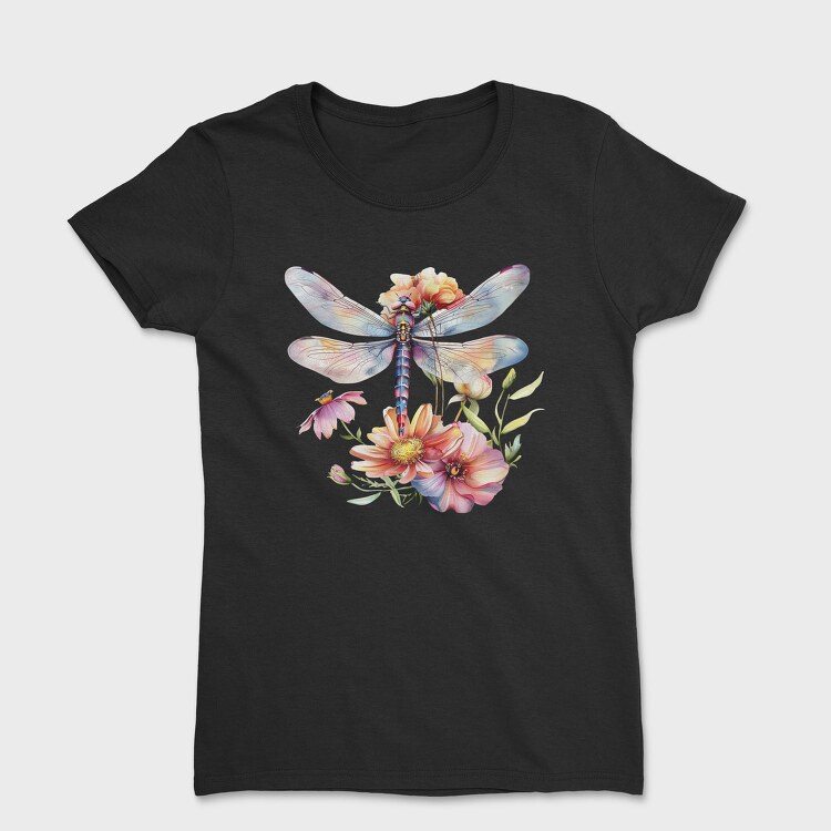 Dragonfly Flowers Sublimation, Tricou Femei