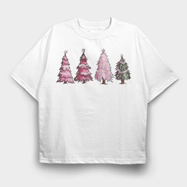 Dreamy Pink Trees Set, Tricou Oversize Barbati (Unisex)