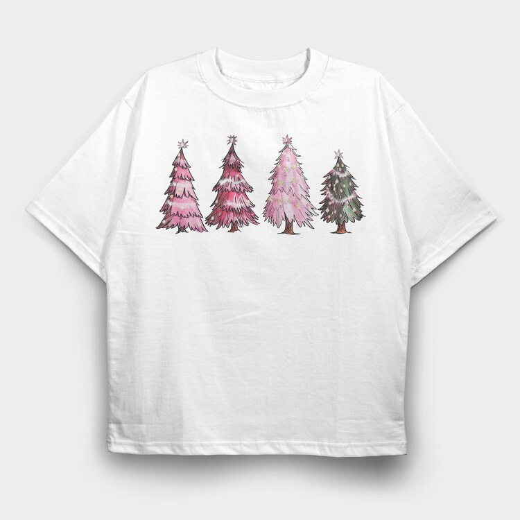 Dreamy Pink Trees Set, Tricou Oversize Barbati (Unisex)