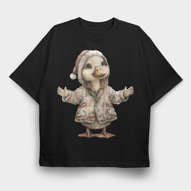 Duck Christmas Santa, Tricou Oversize Barbati (Unisex)