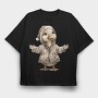 Duck Christmas Santa, Tricou Oversize Barbati (Unisex)