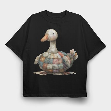 Duck Patchwork Clipart, Tricou Oversize Barbati (Unisex)