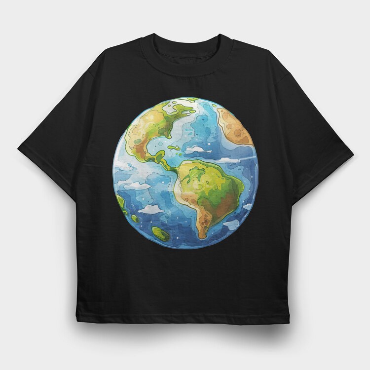 Earth Planet World, Tricou Oversize Barbati (Unisex)