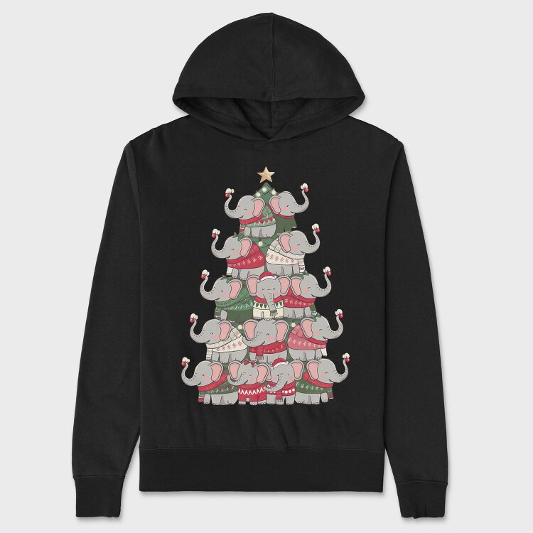 Elephant Christmas Tree, Hanorac Oversize Barbati (Unisex)