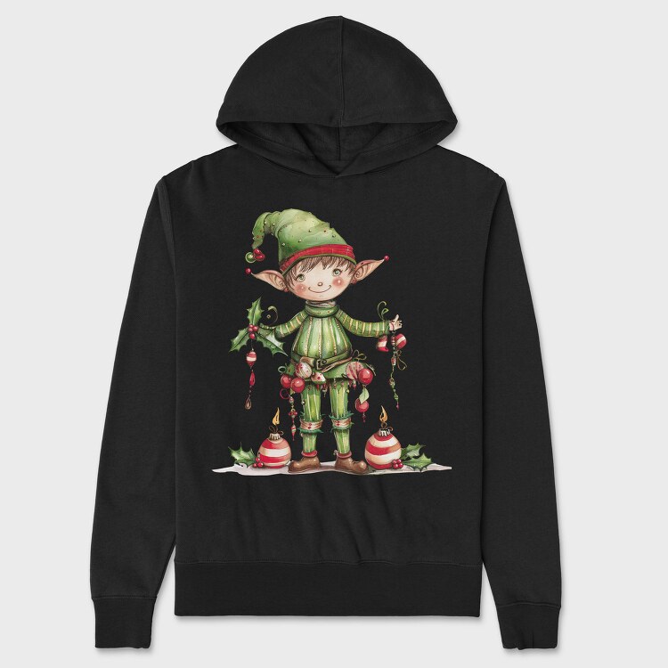 Elf Christmas Ornament, Hanorac Oversize Barbati (Unisex)