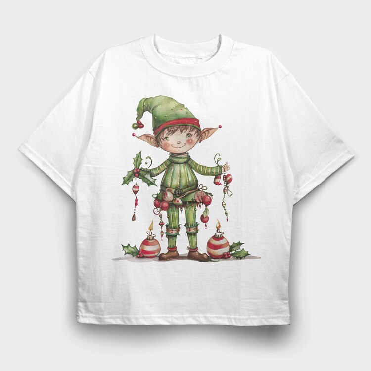 Elf Christmas Ornament, Tricou Oversize Barbati (Unisex)