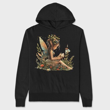 Elf Fairy Reading, Hanorac Oversize Barbati (Unisex)