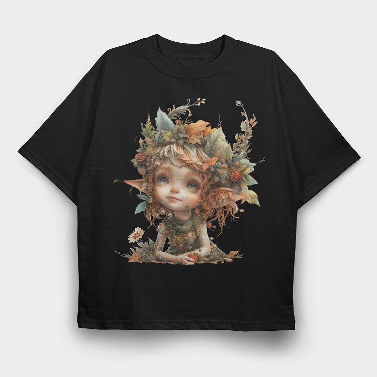 Elf Girl Flower Crown, Tricou Oversize Barbati (Unisex)