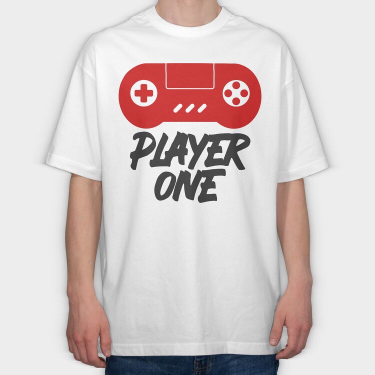 Player One Gamepad, Tricou Oversize Barbati (Unisex)