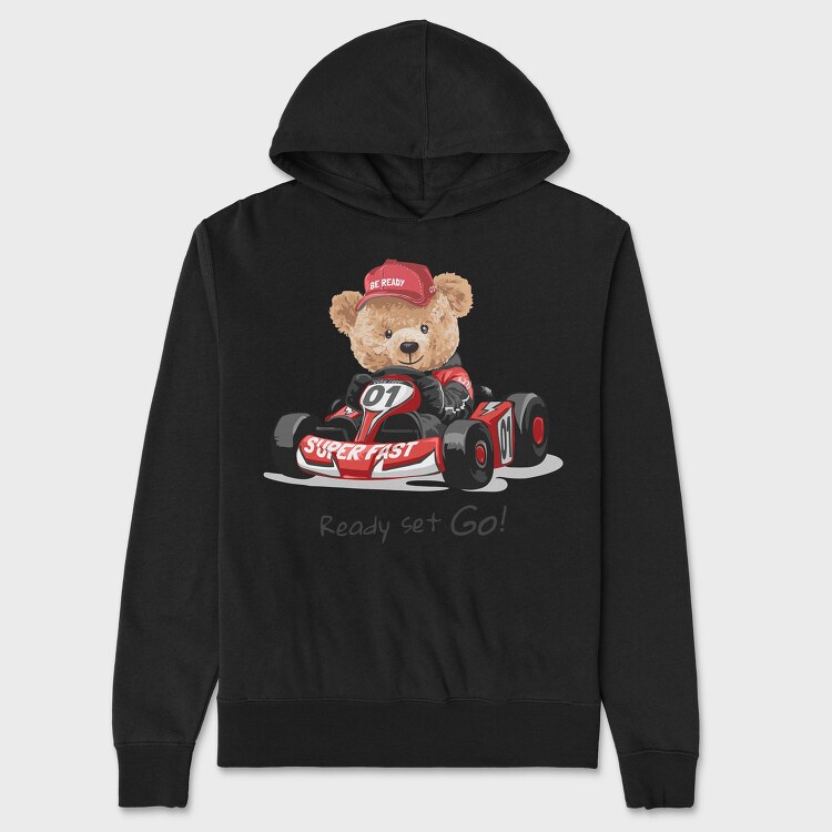 Teddy Race Car Go, Hanorac Oversize Barbati (Unisex)