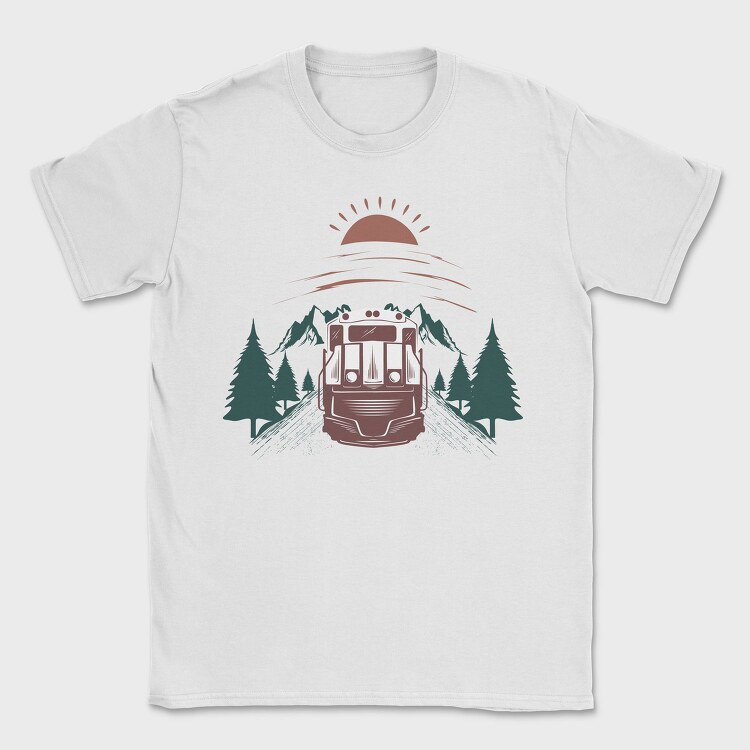 Train Mountain Sunrise, Tricou Barbati (Unisex)