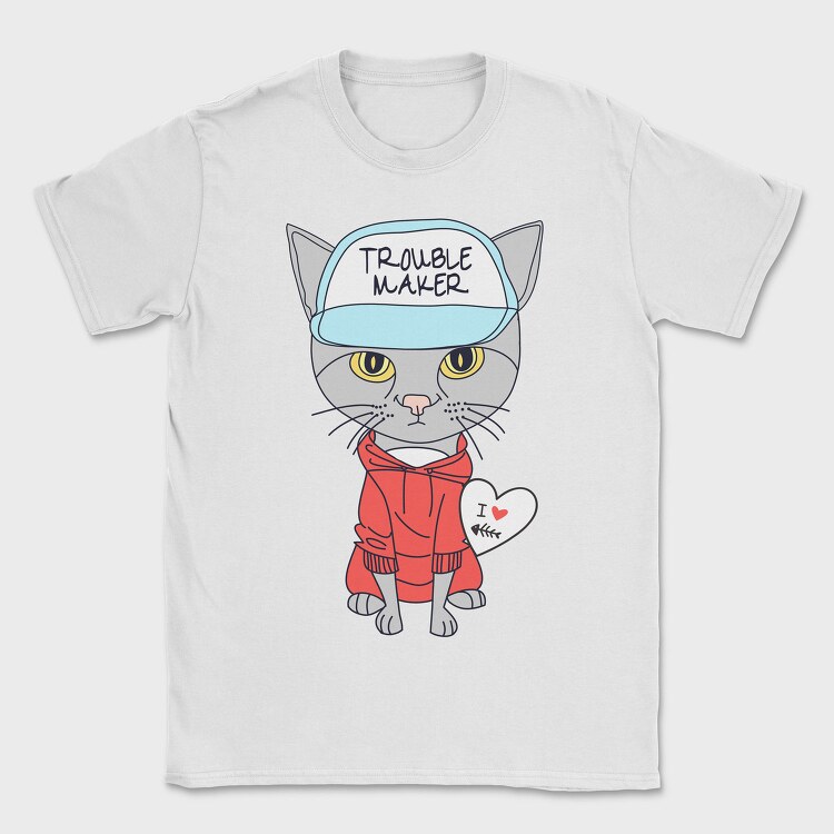 Troublemaker Cat Hoodie, Tricou Barbati (Unisex)
