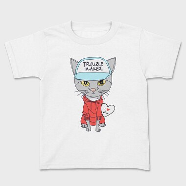 Troublemaker Cat Hoodie, Tricou Copii