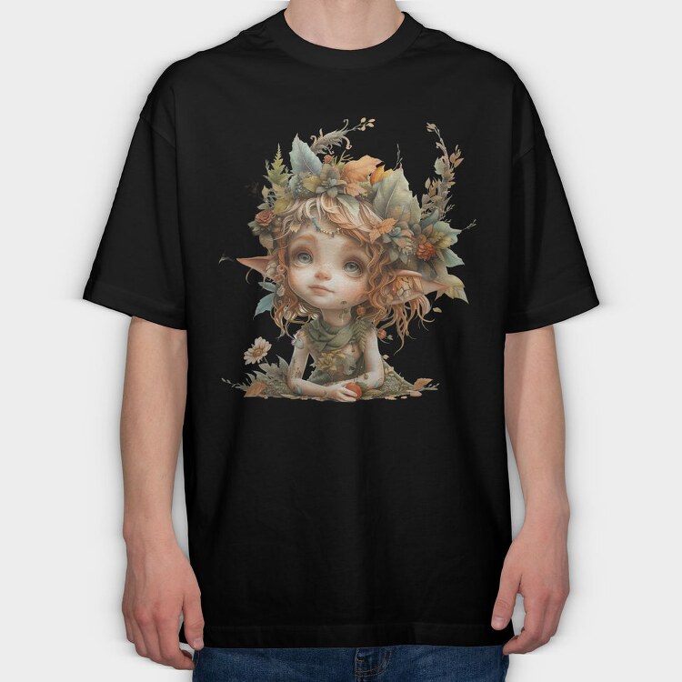 Elf Girl Flower Crown, Tricou Oversize Barbati (Unisex)