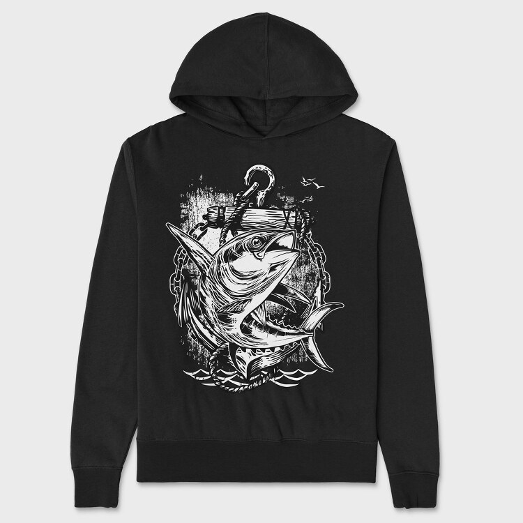 Tuna Anchor Hunt, Hanorac Oversize Barbati (Unisex)