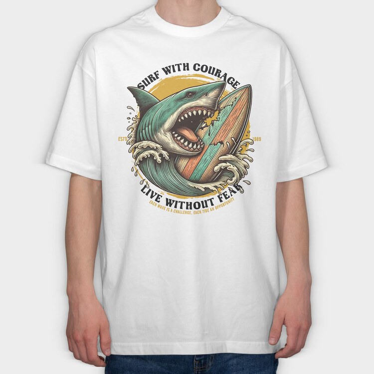 Surf With Courage, Tricou Oversize Barbati (Unisex)
