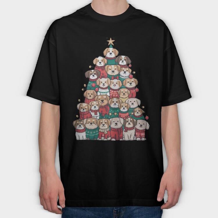Doodle Dog Tree, Tricou Oversize Barbati (Unisex)