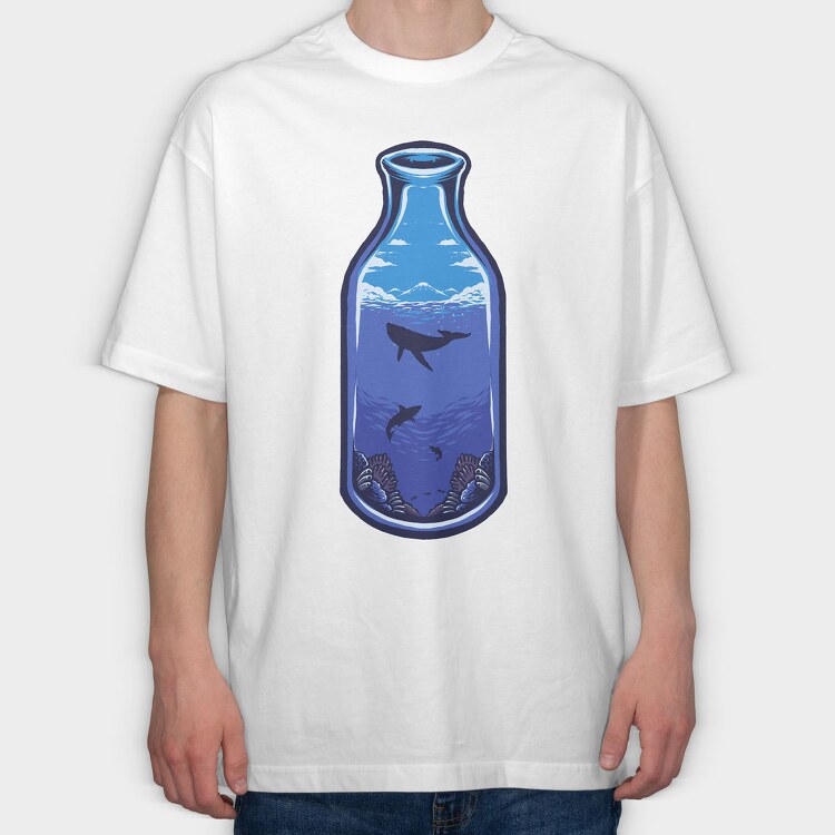 Whale In A Bottle, Tricou Oversize Barbati (Unisex)