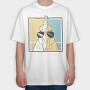 Chicken Wearing Sunglasses, Tricou Oversize Barbati (Unisex)