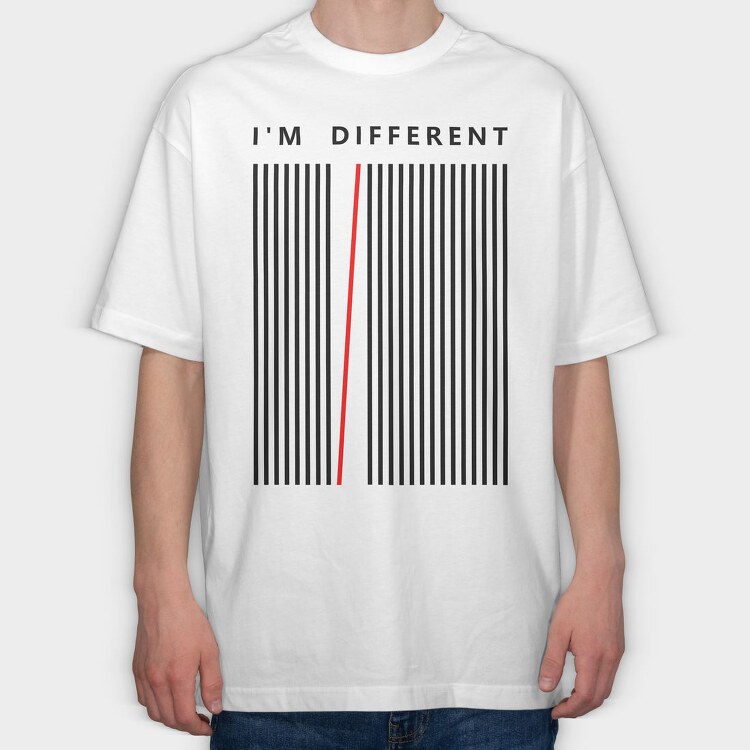 Im Different Red Line, Tricou Oversize Barbati (Unisex)