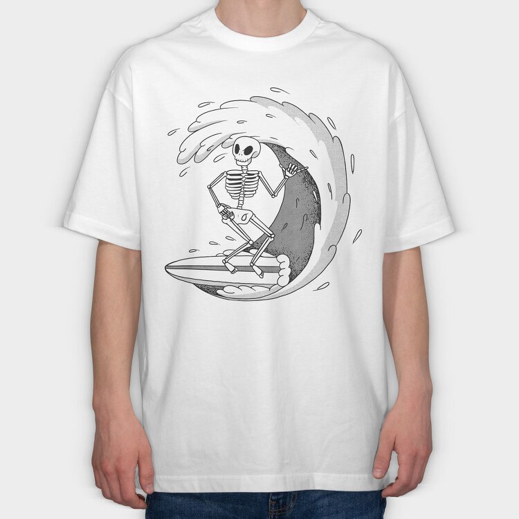 Surf Skeleton, Tricou Oversize Barbati (Unisex)
