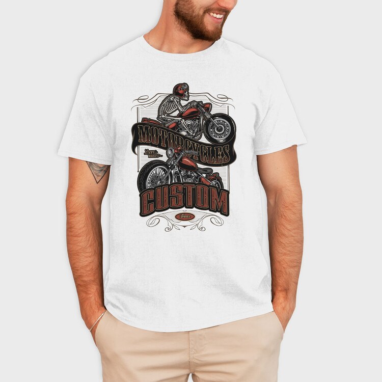 Motorcycle Skeleton Custom, Tricou Barbati (Unisex)