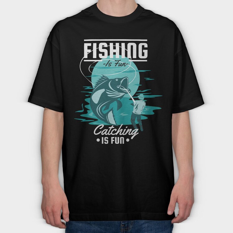 Fishing Fun Fisherman, Tricou Oversize Barbati (Unisex)