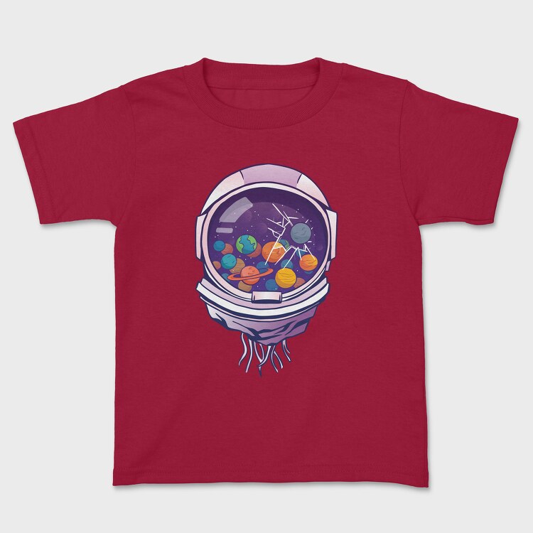 Astronaut Helmet And Planets, Tricou Copii